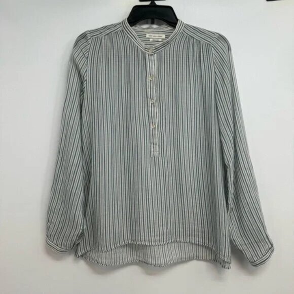 New Isabel Marant Joden 100% cotton gauzy breezy oversized stripe popover blouse - Picture 4 of 16